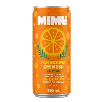 Mimu prebiótica - Mimü - Tangerina Cremosa + Alecrim - Soda Prebiótica Mimü - Refrigerante Saudável - Mimü é o seu novo refrigerante saudável! Quase meia lata é fruta de verdade! Prebiótica, gaseificada, ingredientes 100% naturais, zero adição de açúcares, zero sódio, fonte de fibras e com baixas calorias.